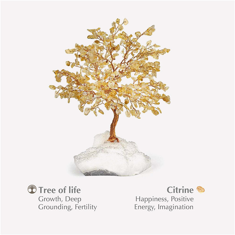 Arbre à pierres précieuses en cristal Feng Shui Citrine à énergie positive Olivenorma