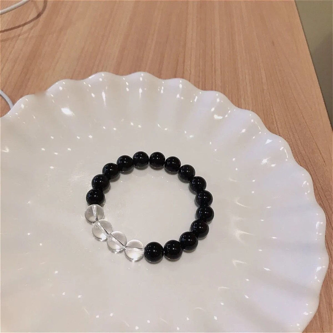 Bracelet en obsidienne de grès bleu Olivenorma avec perles de 6 mm en forme d'étoile et de lune