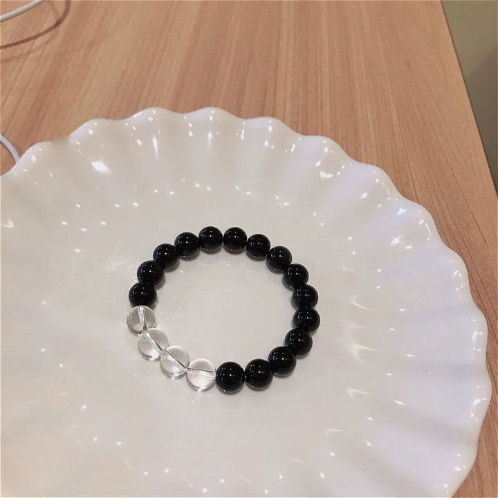 Bracelet en obsidienne de grès bleu Olivenorma avec perles de 6 mm en forme d'étoile et de lune