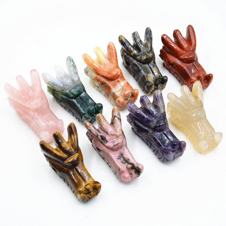 Décoration en pierres précieuses en forme de tête de dragon en cristal Olivenorma