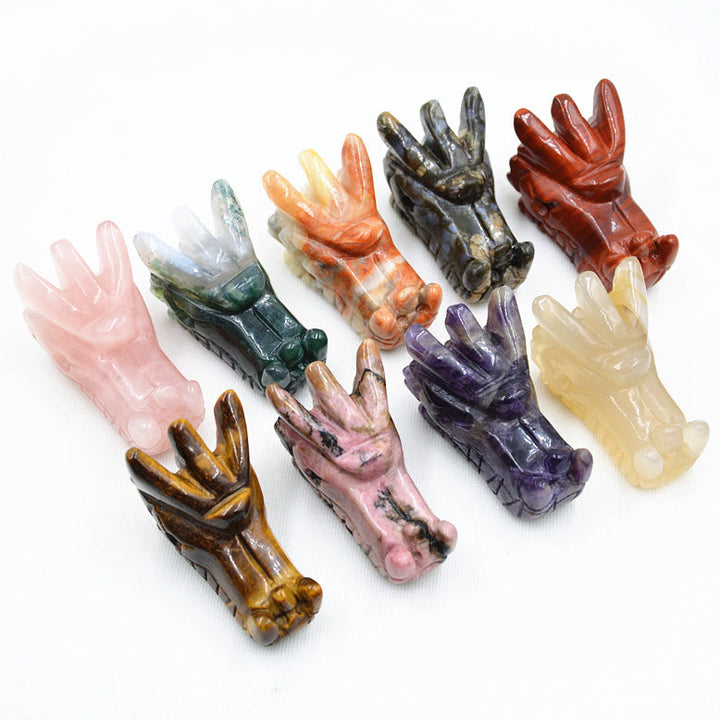 Décoration en pierres précieuses en forme de tête de dragon en cristal Olivenorma