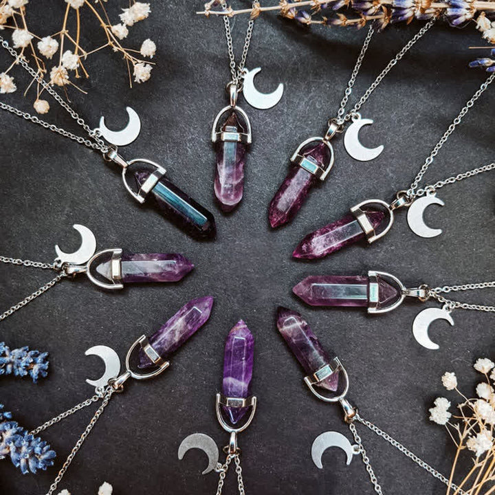 Collier à breloque croissant de lune en améthyste Olivenorma