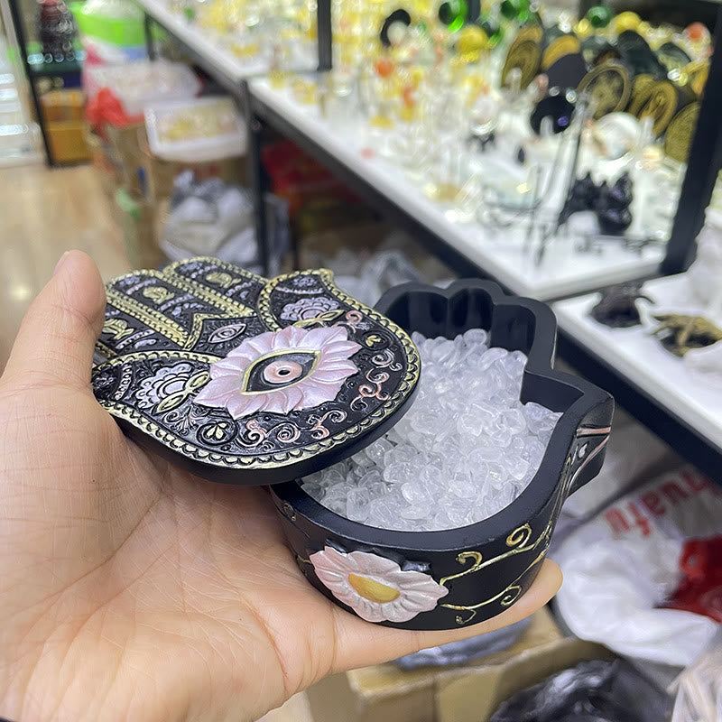 Décoration de boîte Hamsa peinte à la main Olivenorma