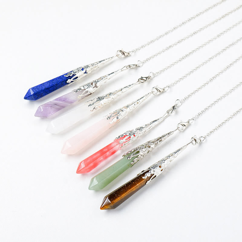 Pendule à chaîne en cuivre doré et argent avec cristaux naturels Olivenorma