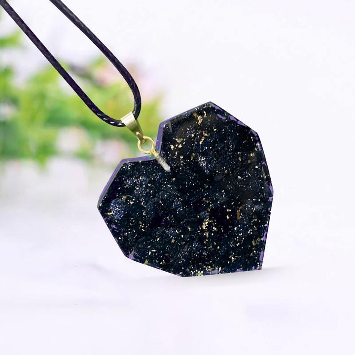 Collier coeur en cristal naturel en grès bleu Olivenorma