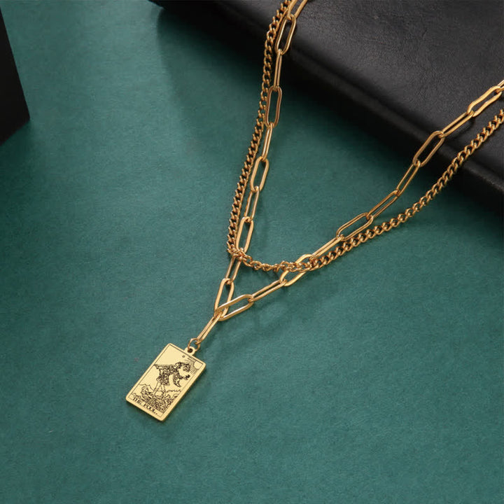 Collier à double chaîne avec carte de tarot Olivenorma
