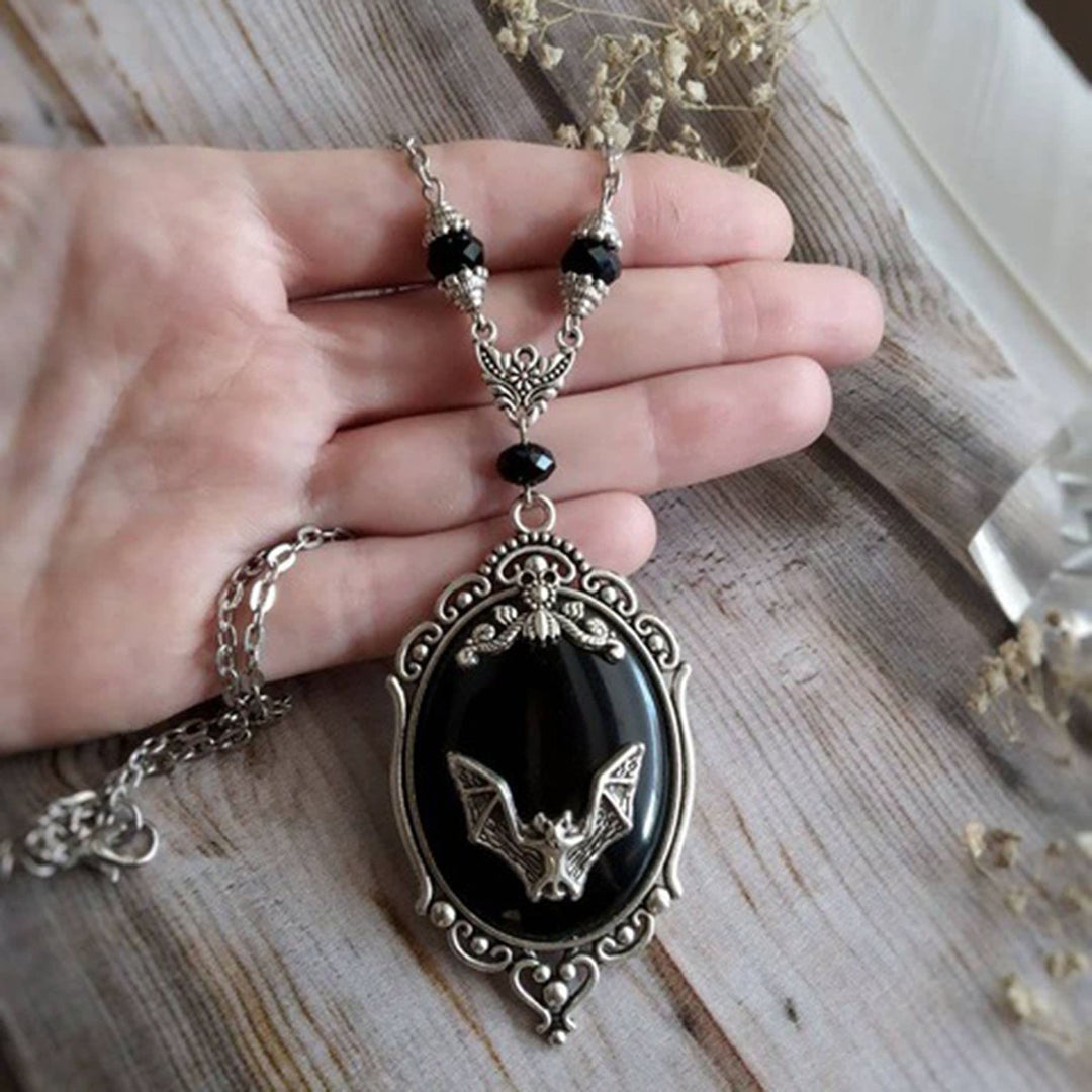 Collier chauve-souris en obsidienne argentée Olivenorma