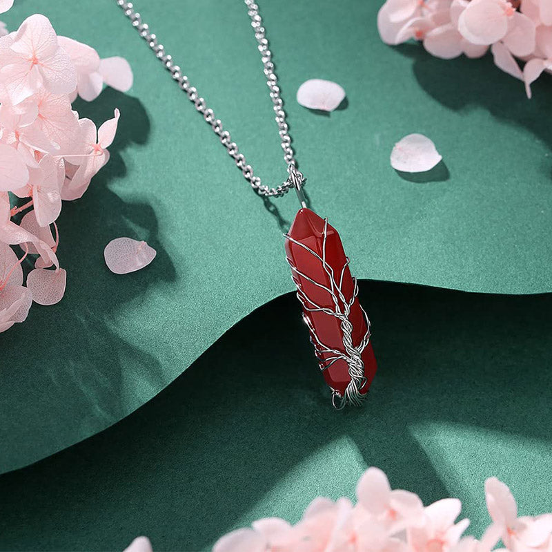 Collier en cristal Olivenorma avec pierres précieuses de l'arbre de vie