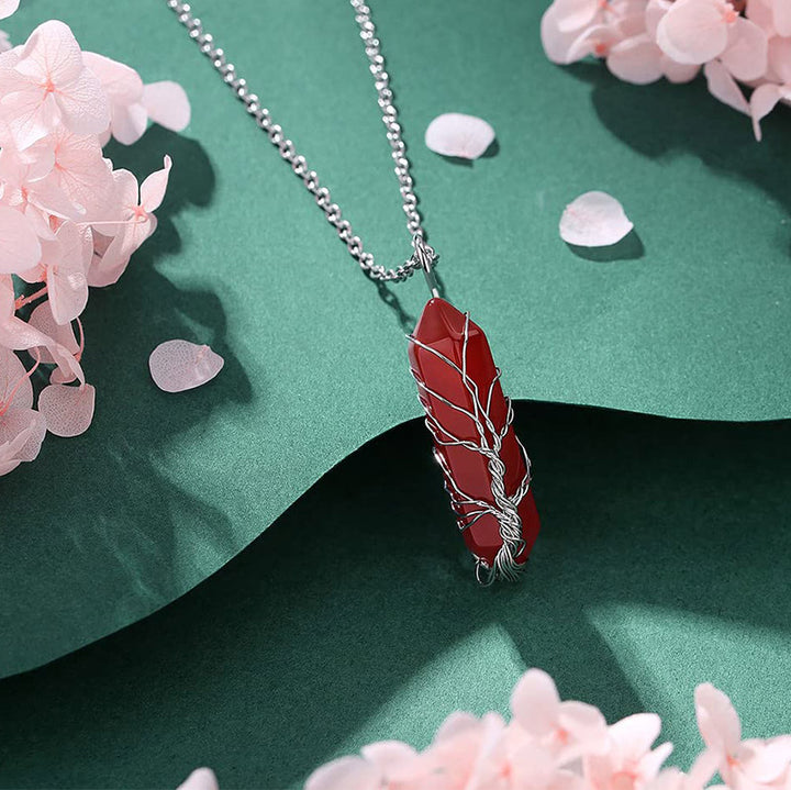 Collier en cristal Olivenorma avec pierres précieuses de l'arbre de vie