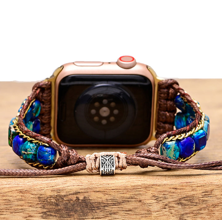 Bracelet enveloppant pour Apple Watch avec pierre empereur bleue Olivenorma
