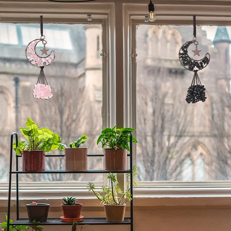 Carillon à vent en cristal de chakra de la lune et des étoiles Olivenorma