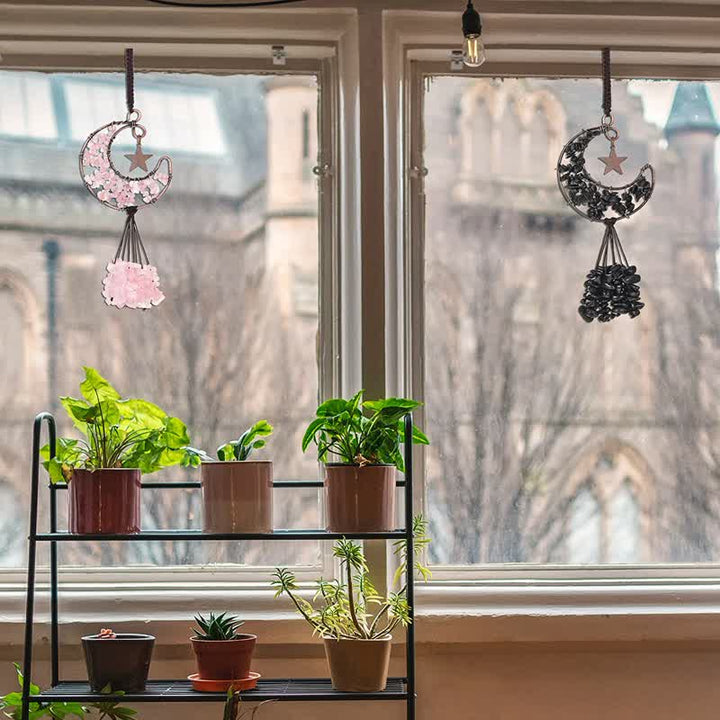 Carillon à vent en cristal de chakra de la lune et des étoiles Olivenorma