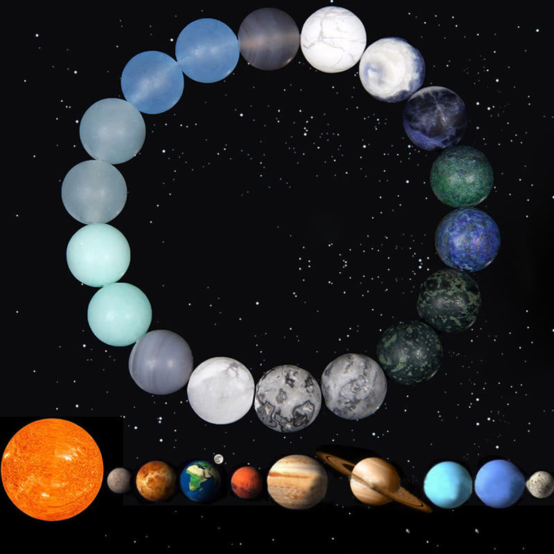 Bracelet planète en perles naturelles givrées de 10 mm Olivenorma