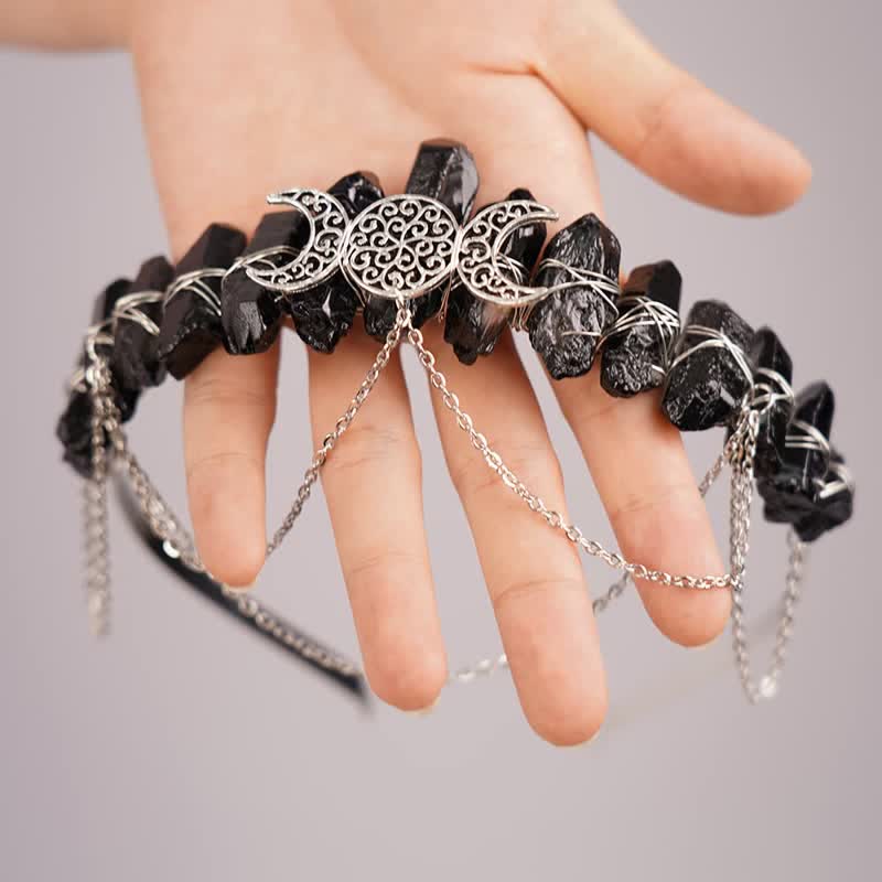 Couronne de cristal naturel de déesse de croissant de lune Olivenorma