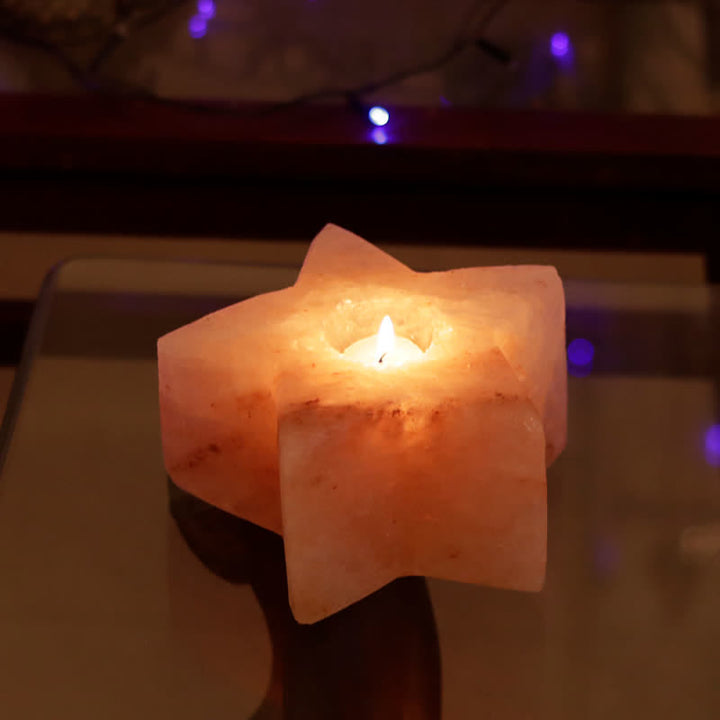 Bougeoir en forme d'étoile Olivenorma Lampe de sel rose de l'Himalaya