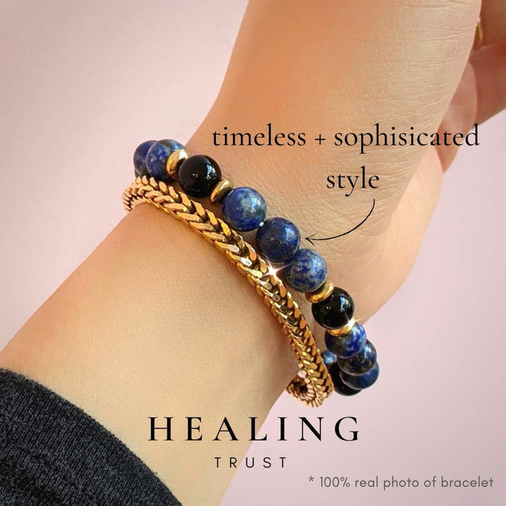 Bracelet Olivenorma « Healing Trust » en lapis-lazuli et onyx noir