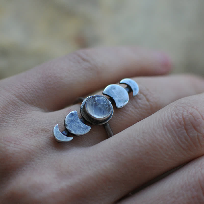 Bague d'énergie féminine en pierre de lune croissant Olivenorma