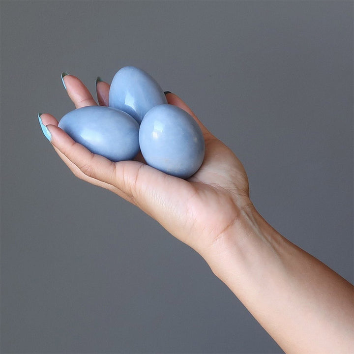 Oeuf de cristal d'ange gardien angelite de Pâques