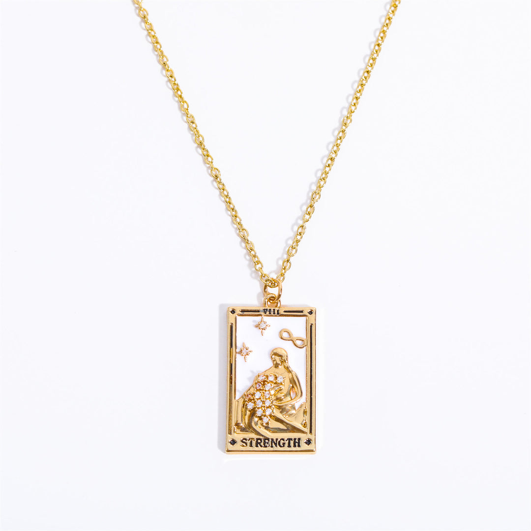 Collier en forme de goutte d'huile de tarot en or électroplaqué avec zircon Olivenorma