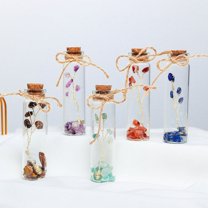 Décoration de bouteille en verre en pierre concassée en cristal de chakra Olivenorma