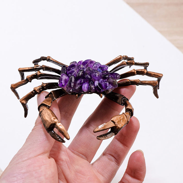 Ornement de crabe en gravier d'améthyste naturelle Olivenorma Décoration en pierres précieuses