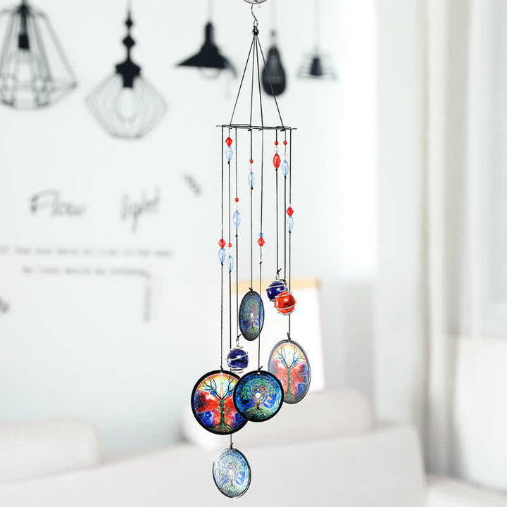 Carillon éolien arc-en-ciel avec papillons et arbre de vie Olivenorma