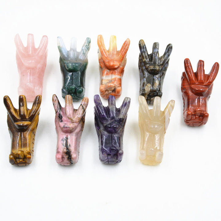 Décoration en pierres précieuses en forme de tête de dragon en cristal Olivenorma