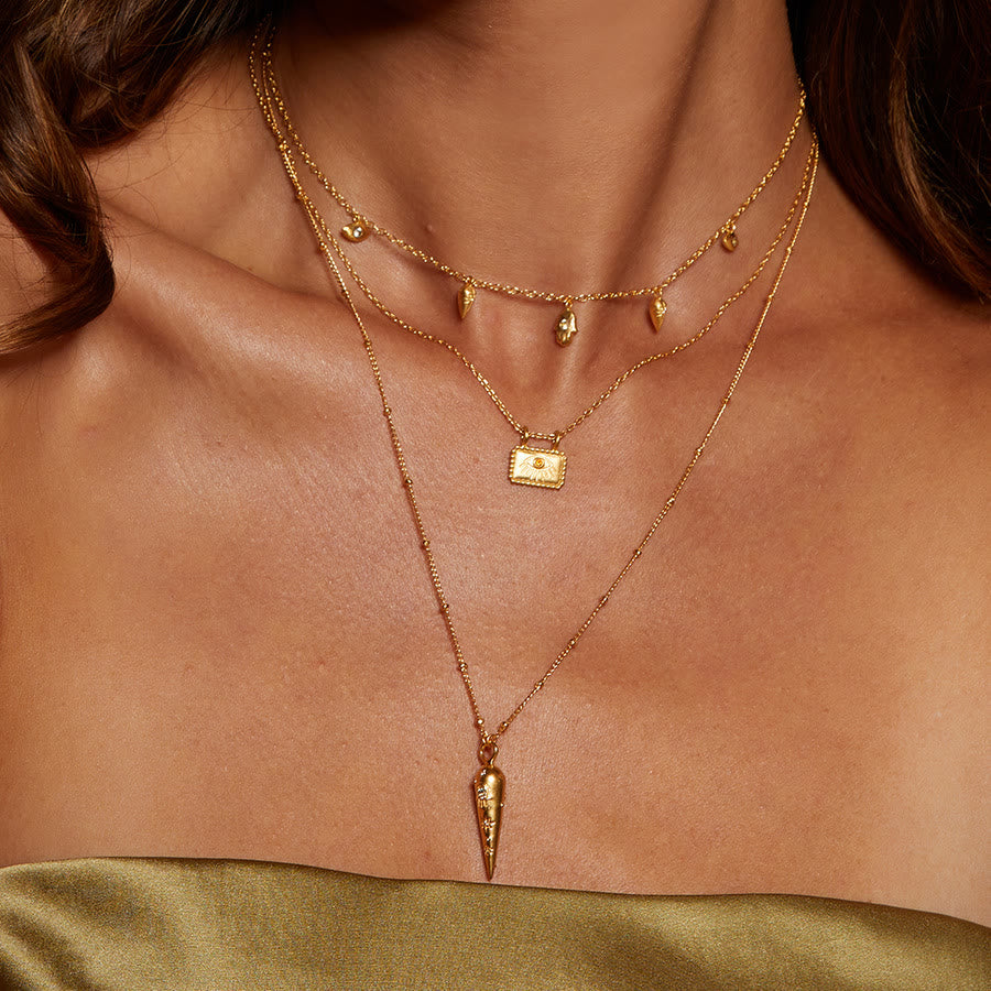 Collier Olivenorma en acier titane 316L avec zircon blanc Hamsa