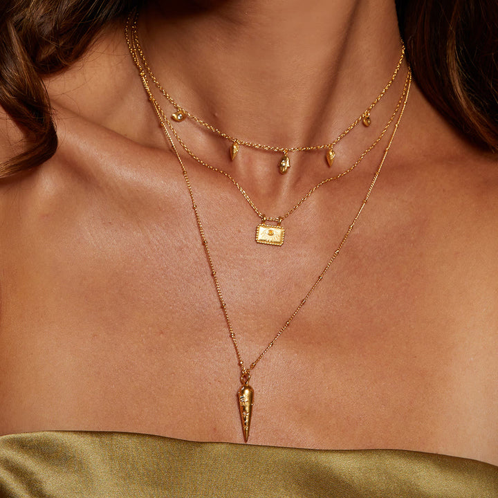 Collier Olivenorma en acier titane 316L avec zircon blanc Hamsa