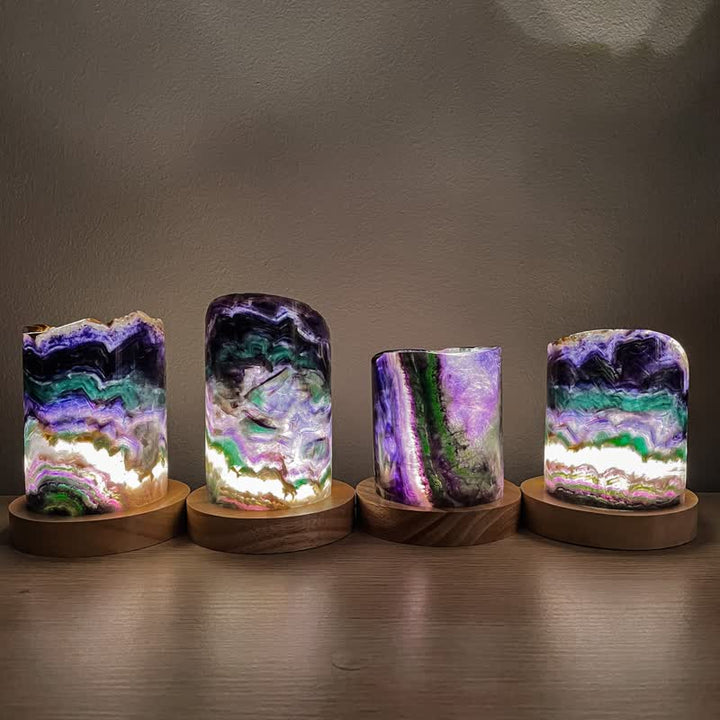 Lampe cylindrique en cristal de fluorite naturelle Olivenorma