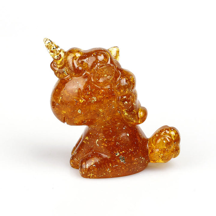 Décoration en pierres précieuses de licorne en cristal Olivenorma