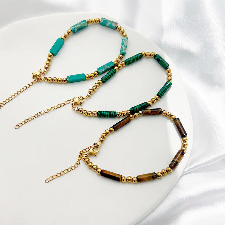 Bracelet de perles en tube de pierre naturelle rectangulaire Olivenorma