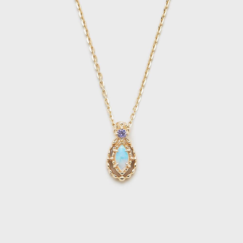 Collier, boucles d'oreilles et bague en dentelle violette naturelle d'opale Olivenorma