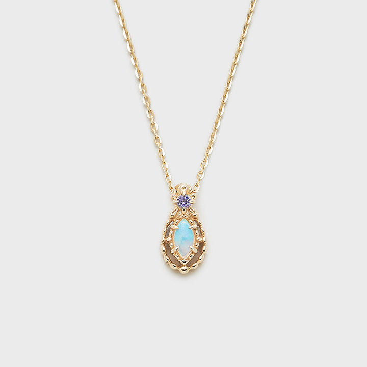 Collier, boucles d'oreilles et bague en dentelle violette naturelle d'opale Olivenorma