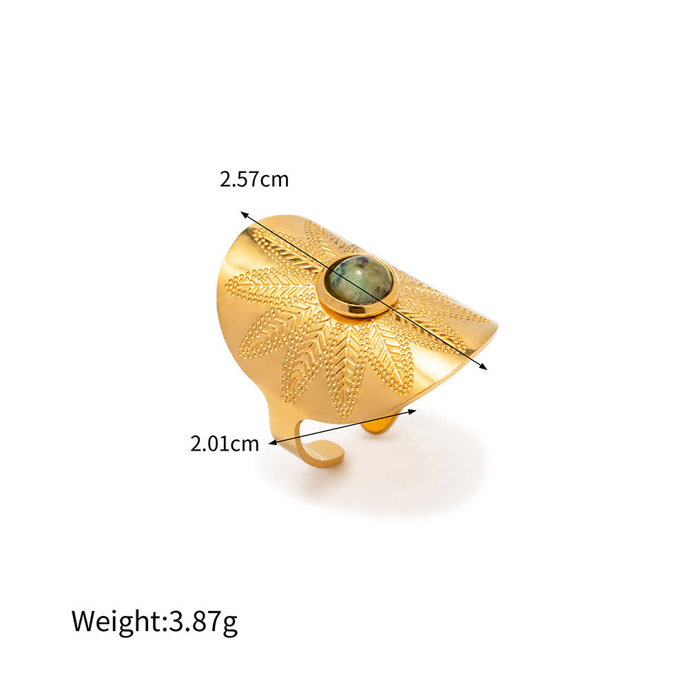 Bague irrégulière ajustable en malachite naturelle Olivenorma