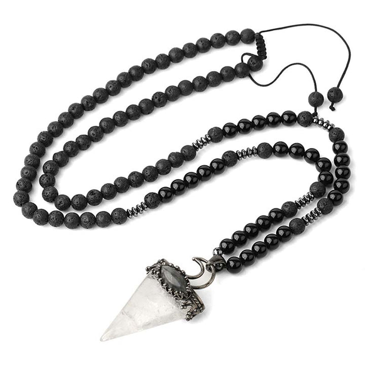 Collier de perles de méditation prismatiques en pierre naturelle Olivenorma