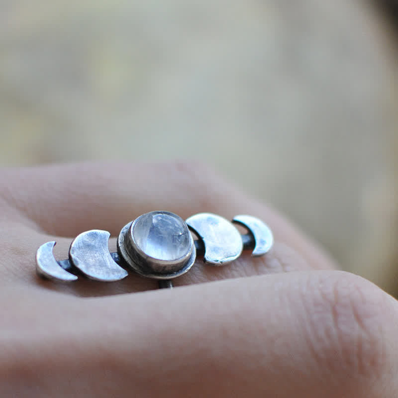 Bague d'énergie féminine en pierre de lune croissant Olivenorma