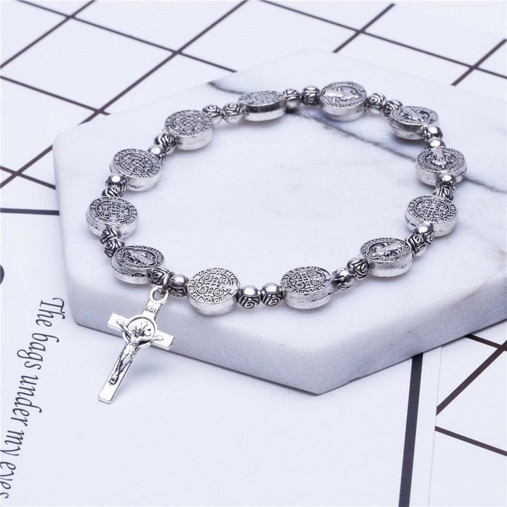Bracelet Croix Chrétienne Jésus Couleur Argent Doré Olivenorma