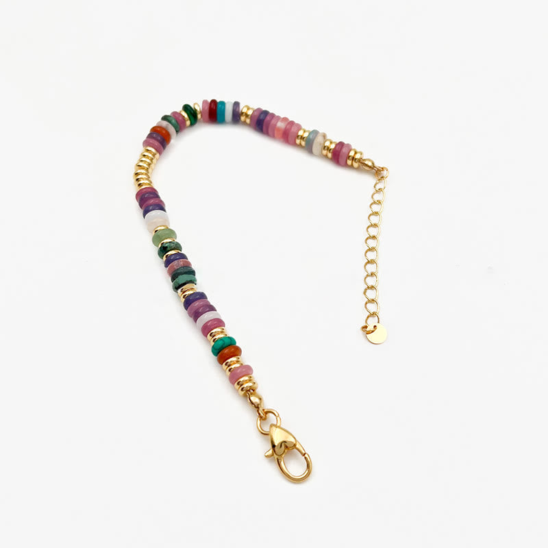 Collier et bracelet en pierres précieuses de style bohème Olivenorma avec perles rondes en cristal mélangées