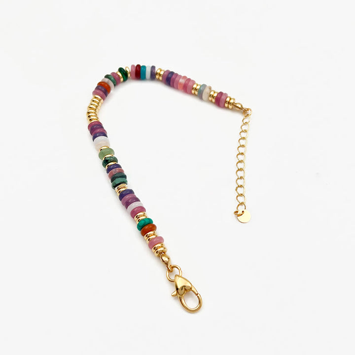 Collier et bracelet en pierres précieuses de style bohème Olivenorma avec perles rondes en cristal mélangées