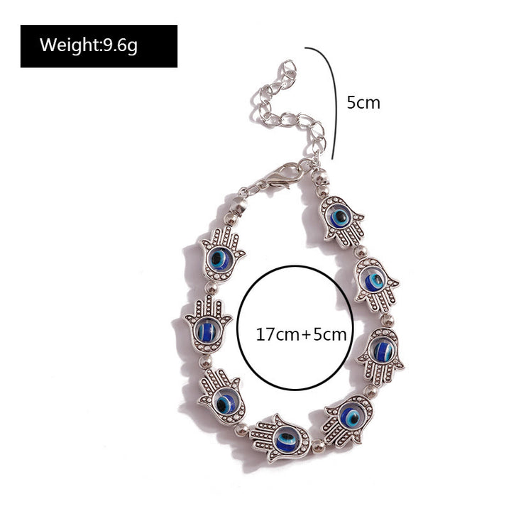 Bracelet Hamsa en turquoise naturelle contre le mauvais œil Olivenorma