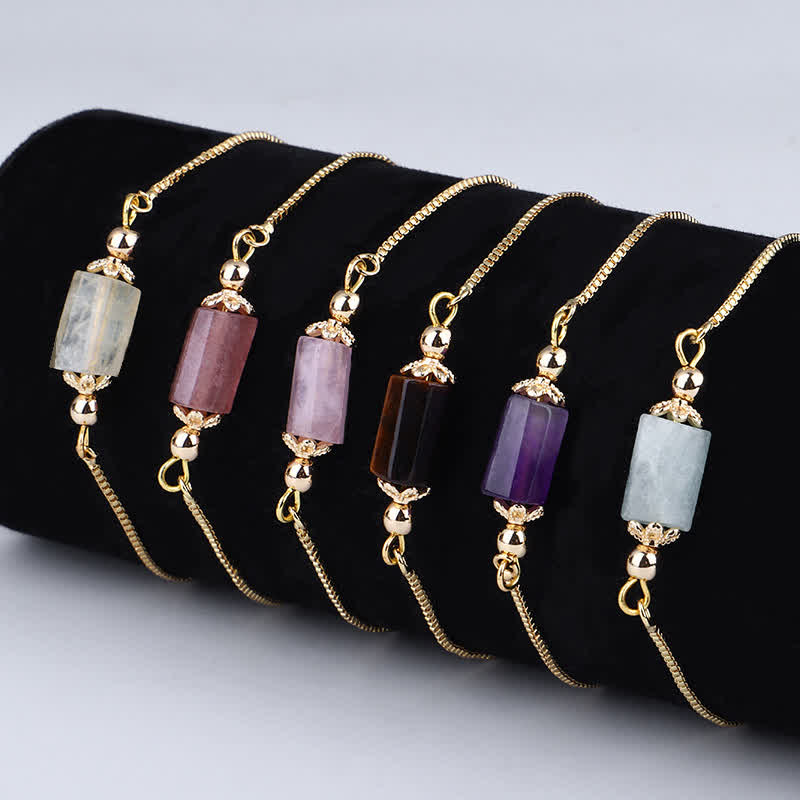 Bracelet chaîne en or délicat avec cristal naturel Olivenorma