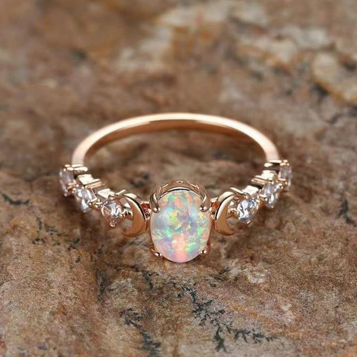 Bague en opale avec phases de lune croissantes Olivenorma « Pierre de purification »