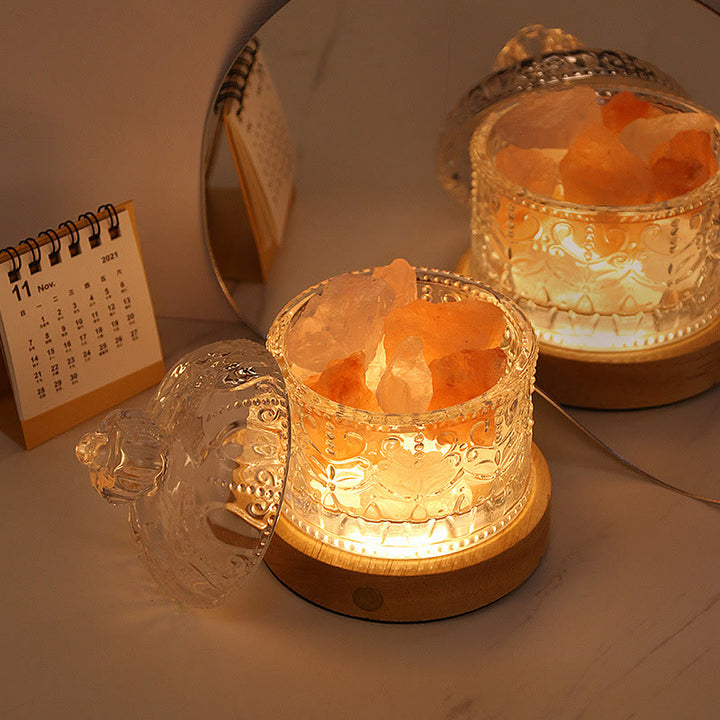 Lampe d'aromathérapie en cristal avec diffuseur en pierre sculptée Olivenorma