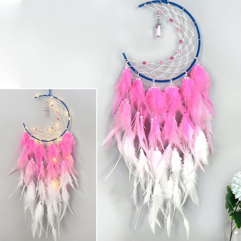 Attrape-rêves pendentif lune avec topaze bleue Olivenorma