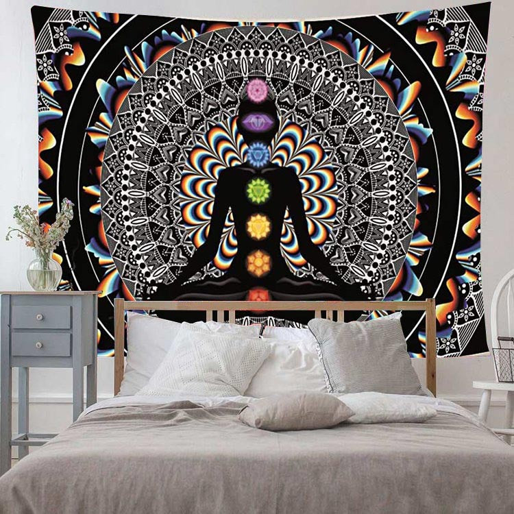 Tapisserie de méditation vintage Chakra Yoga