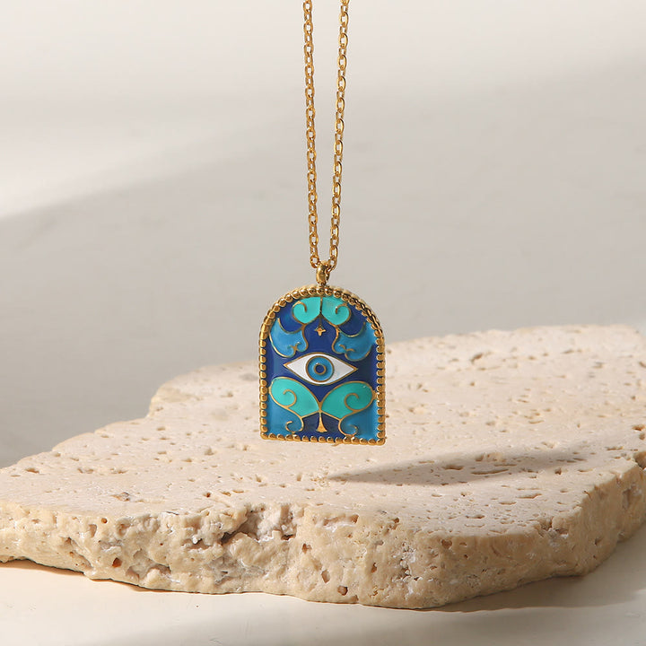 Collier de Tarot Olivenorma Blue Evil Eye Galaxy Sun