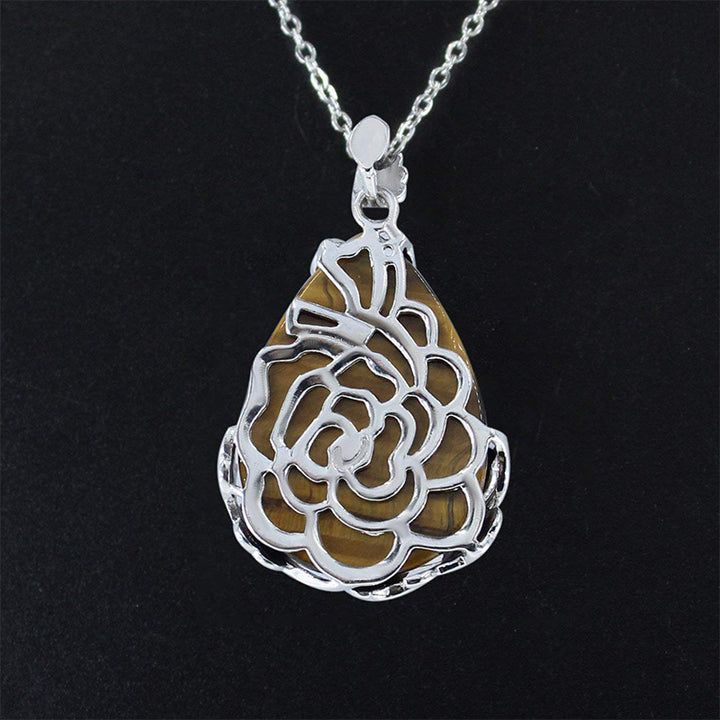 Collier Goutte d'eau Prune en Pierre Naturelle