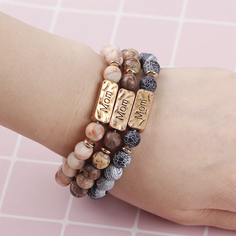 Bracelet gravé avec pierres précieuses naturelles Olivenorma Mom Patience