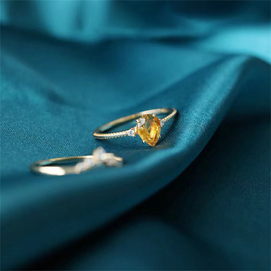 Bague en argent 925 et ou avec citrine en forme de goutte Olivenorma